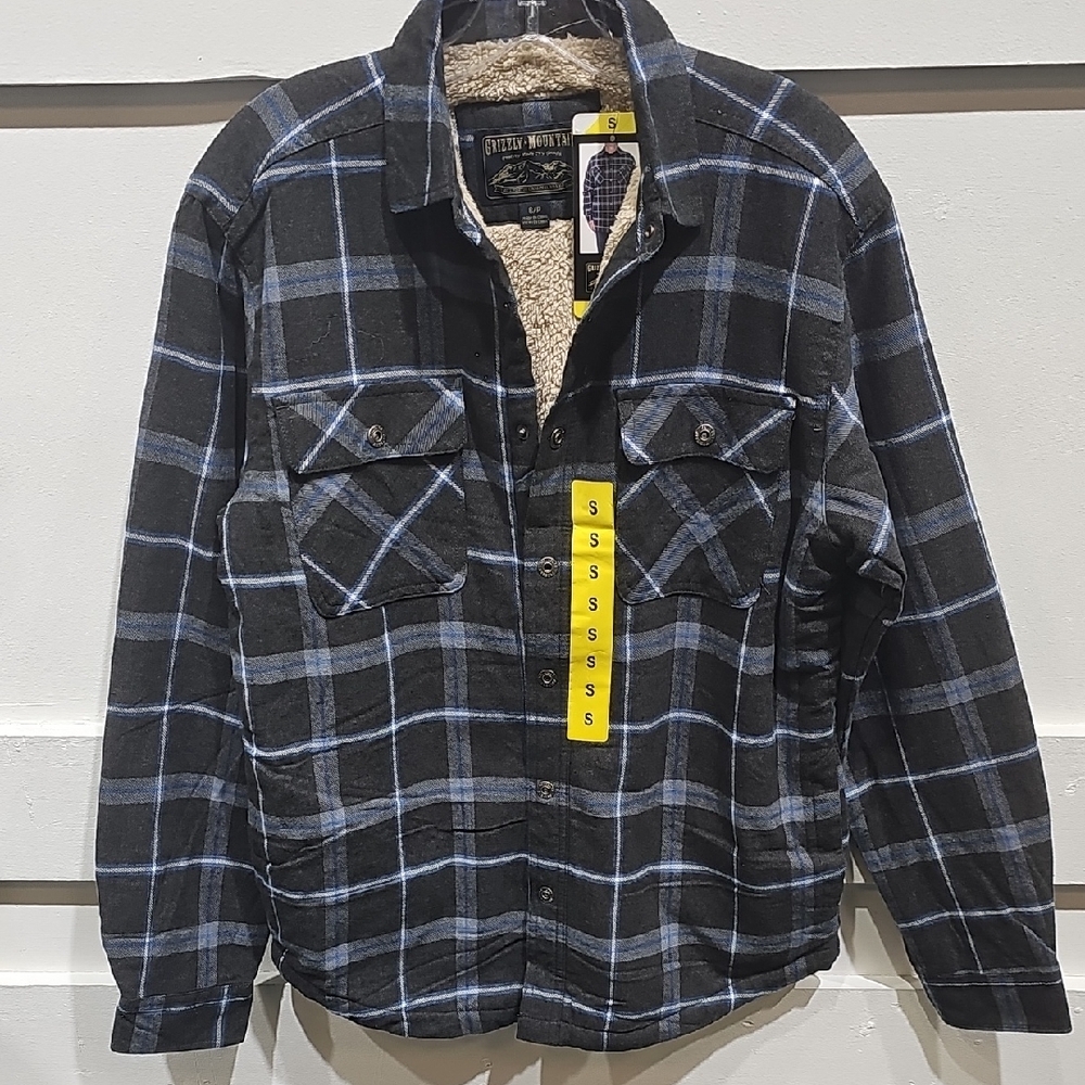 Men's Black and Blue Plaid Jacket